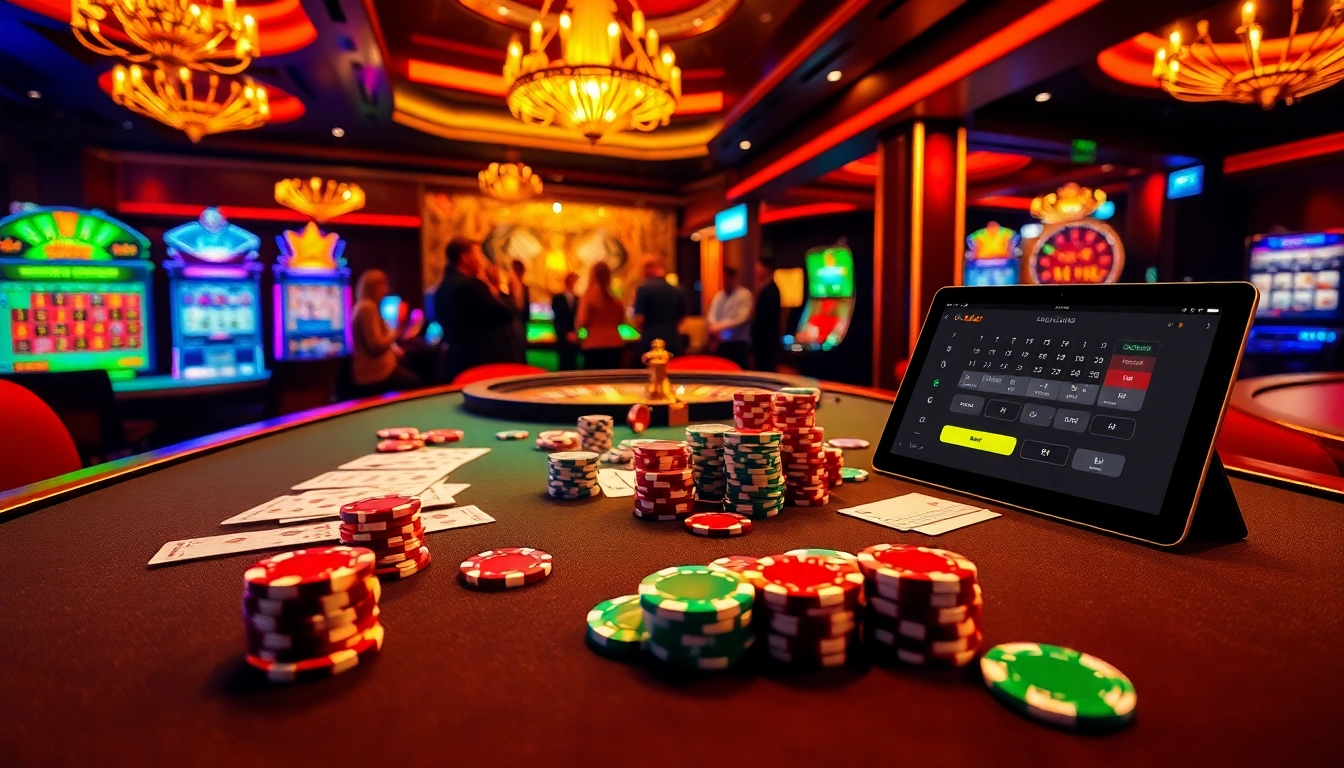 Dabet nạp tiền with luxury poker chips and cards on an elegant casino table, showcasing high-stakes excitement.
