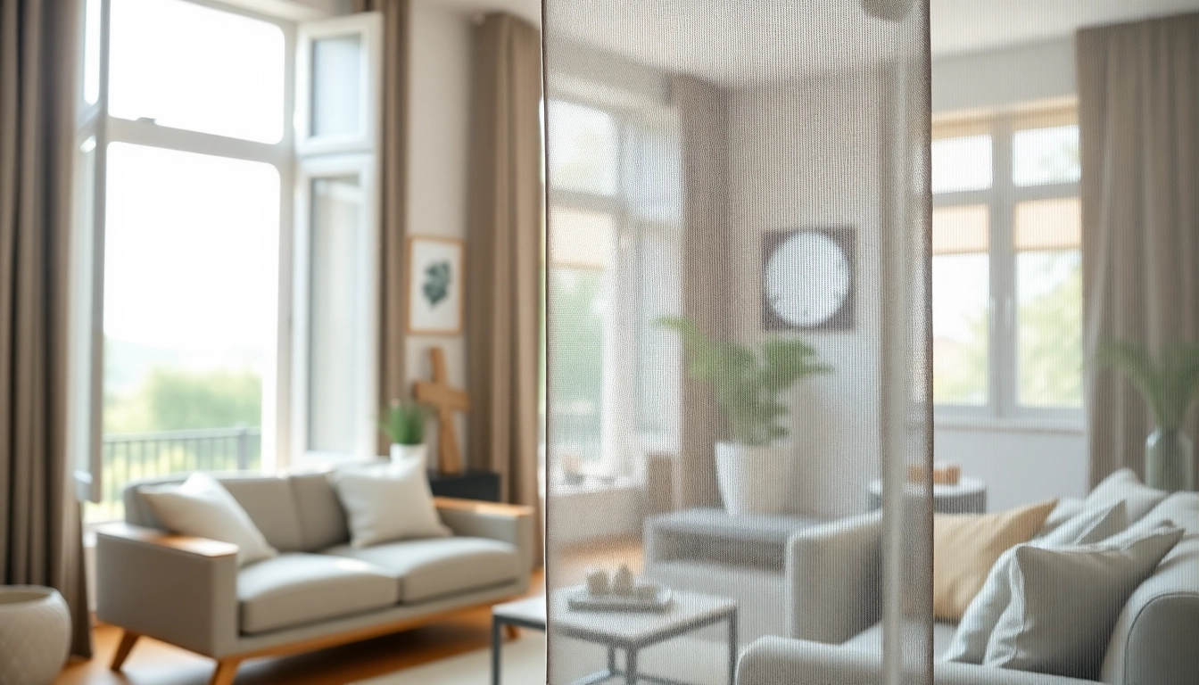 Flyscreenmaxx pleated flyscreen elegantly showcased in a modern interior.