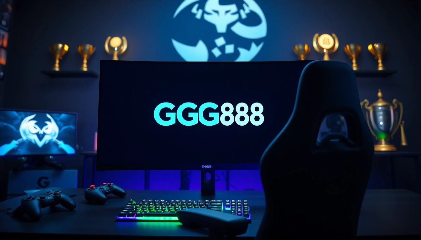 Gaming setup featuring GG88 logo on a monitor with RGB lighting, creating an innovative atmosphere.