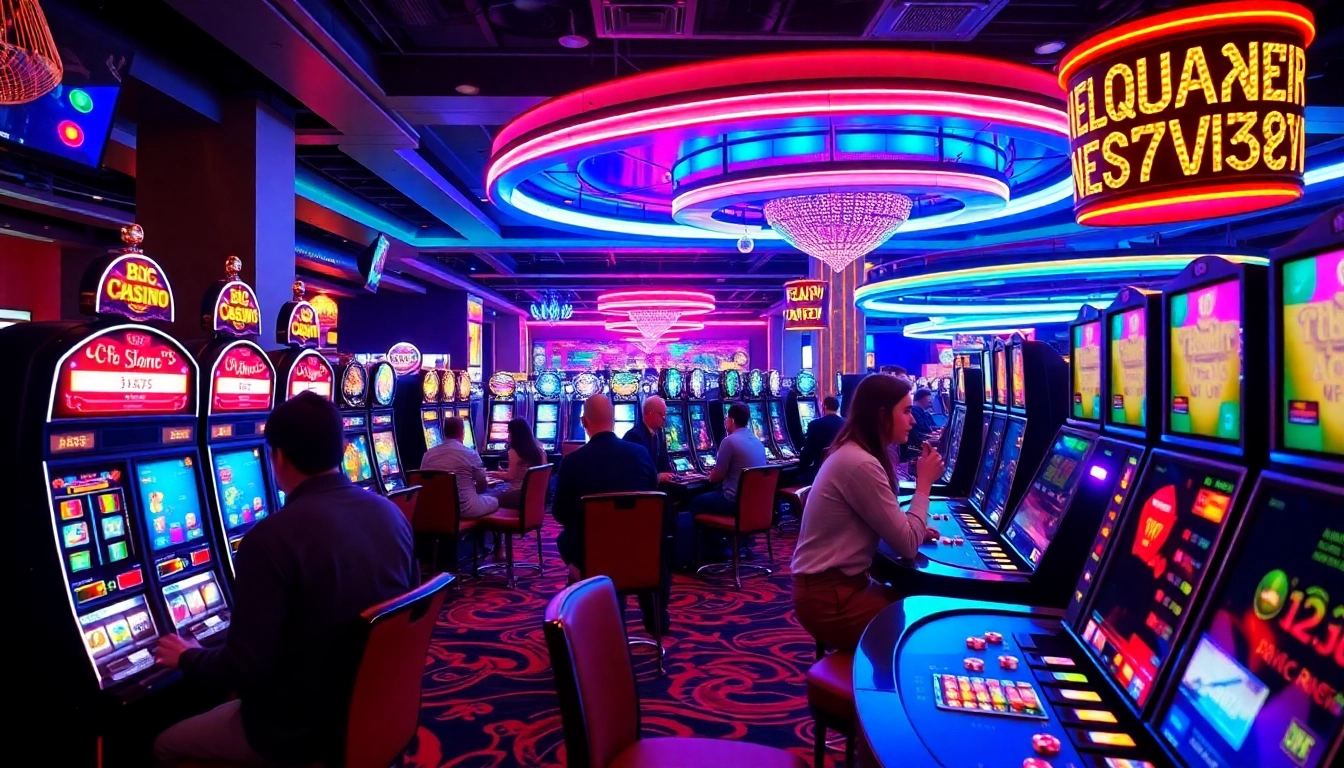 Gagnez des jeux de casino en ligne dans une ambiance animée de casino moderne.